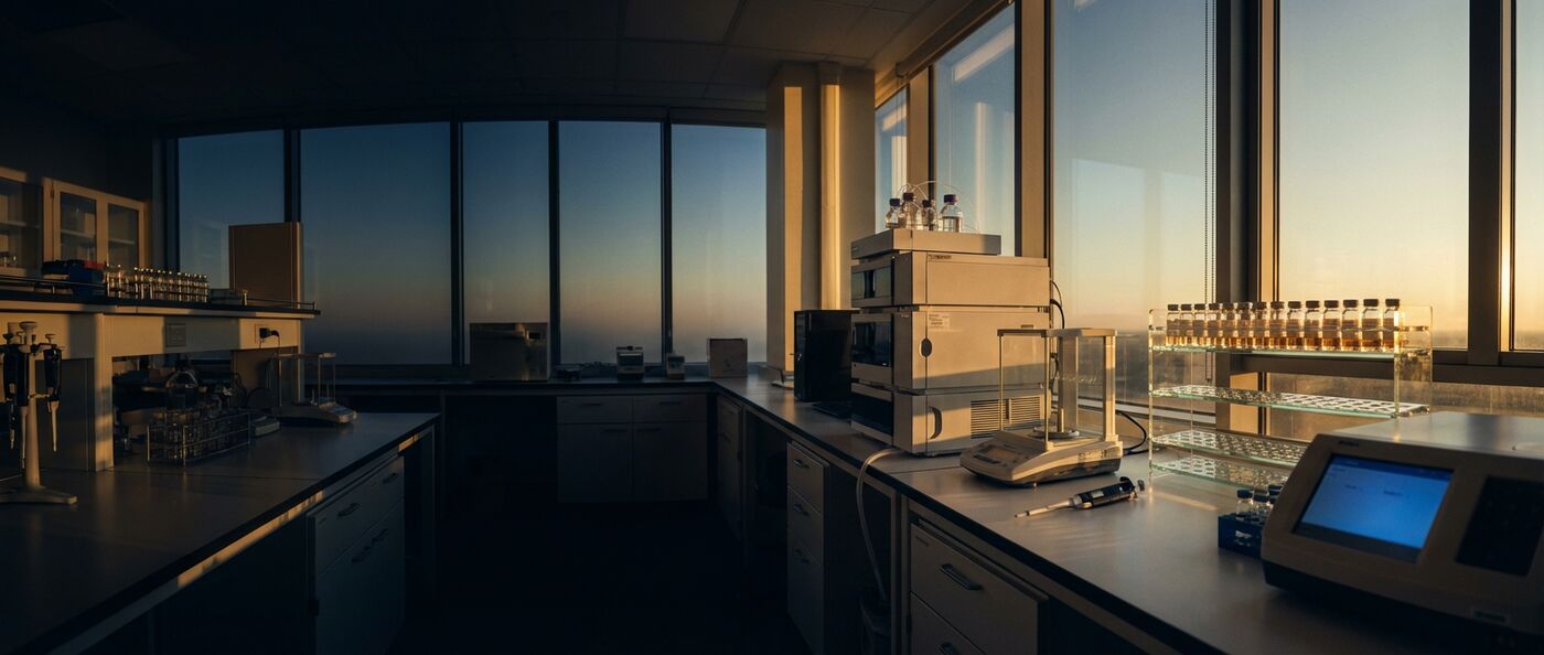 OSYRIS Health laboratory workspace with research vials and certificate documentation